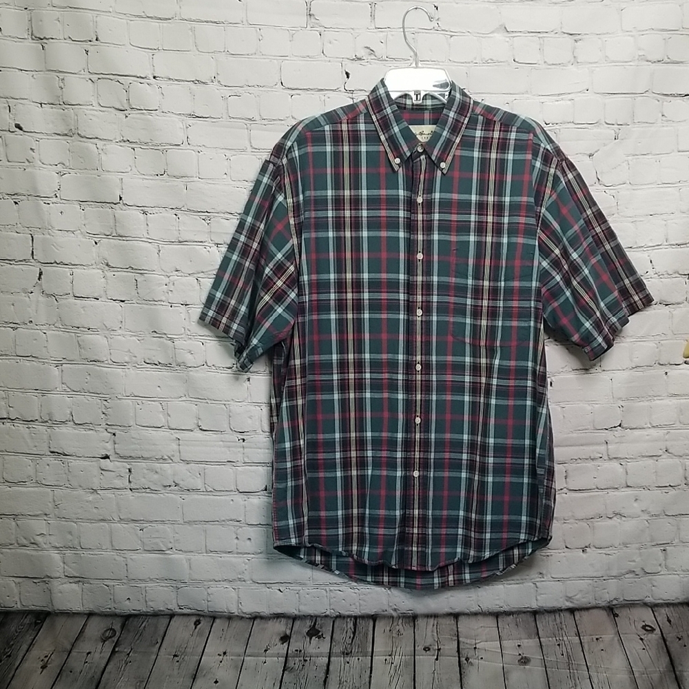 Eddie Bauer Mens Plaid Buttondown Shirt Cotton Size Medium